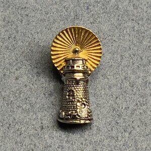 Avon Lighthouse Pin Brooch 1.5 In Silver Gold Light Beams Vintage Classic Retro